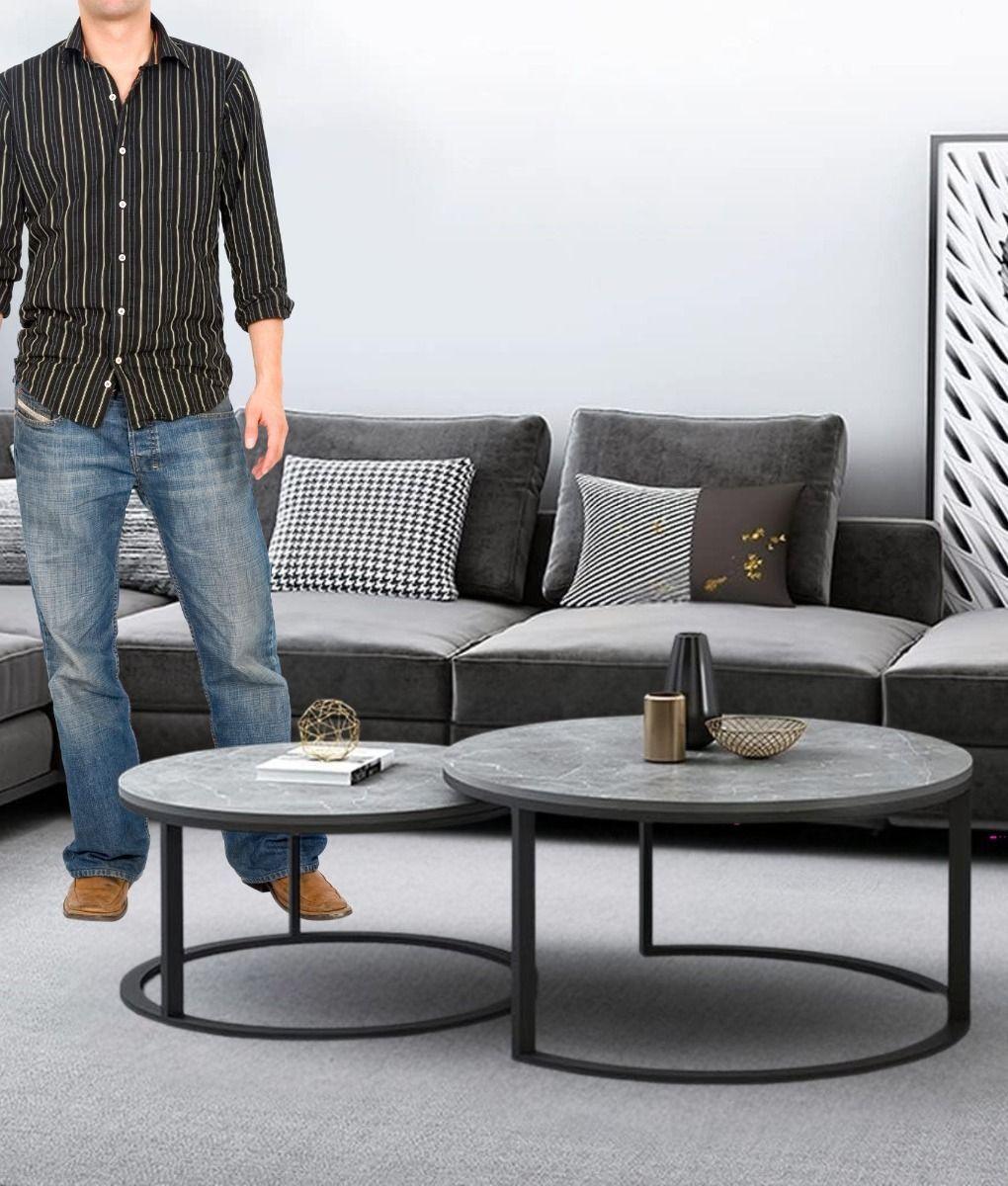 Set 2 Mesa Centro Auxiliar Decorativa Combinada Creativa Jhn-4