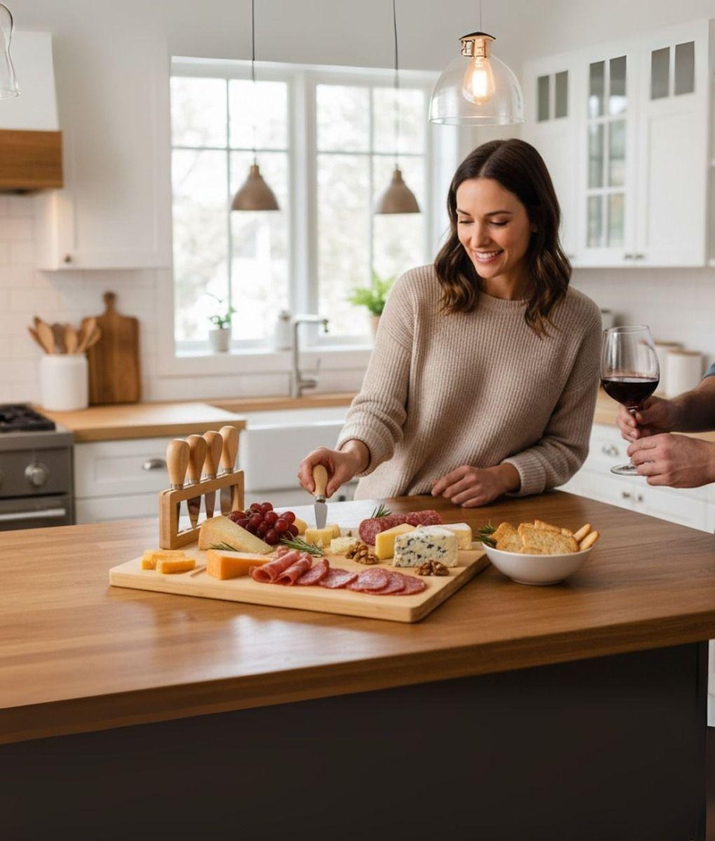 Tabla Picar Queso Embutido Utensilio Soporte Funcional Jhn-4