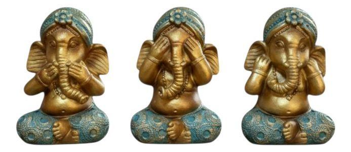 Set 3 Figuras Decorativas Sabiduría Ganesha Adorno Jhn-2