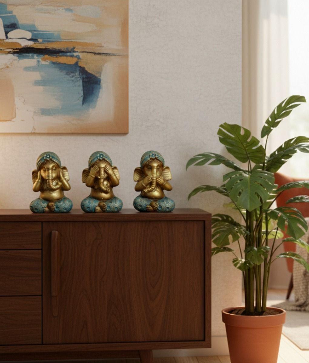 Set 3 Figuras Decorativas Sabiduría Ganesha Adorno Jhn-6