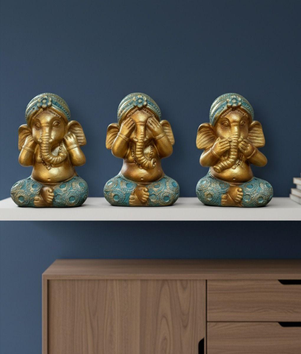Set 3 Figuras Decorativas Sabiduría Ganesha Adorno Jhn-8
