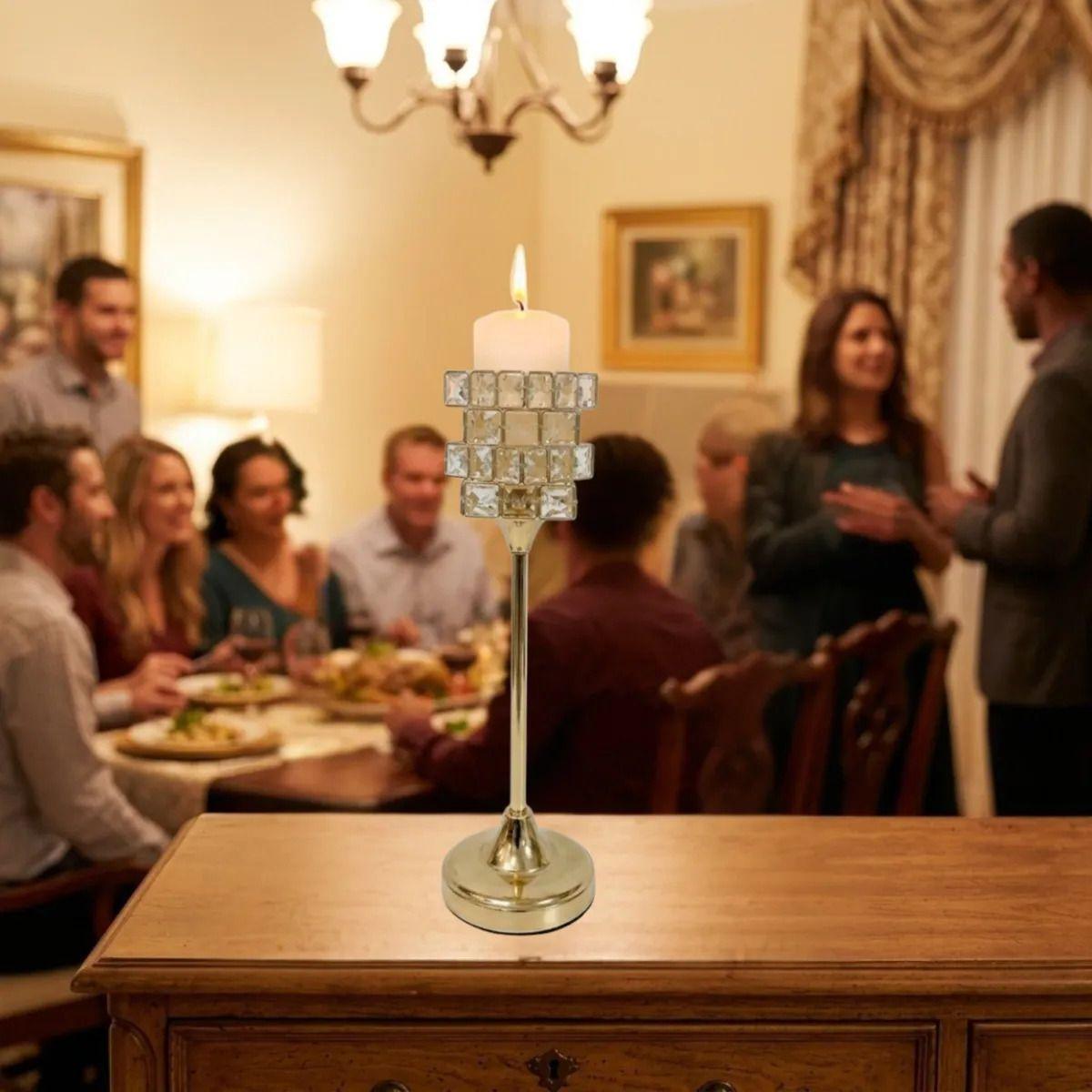 Candelabro Elegante Cristal Geométrico Velas Mesa ALJ-6
