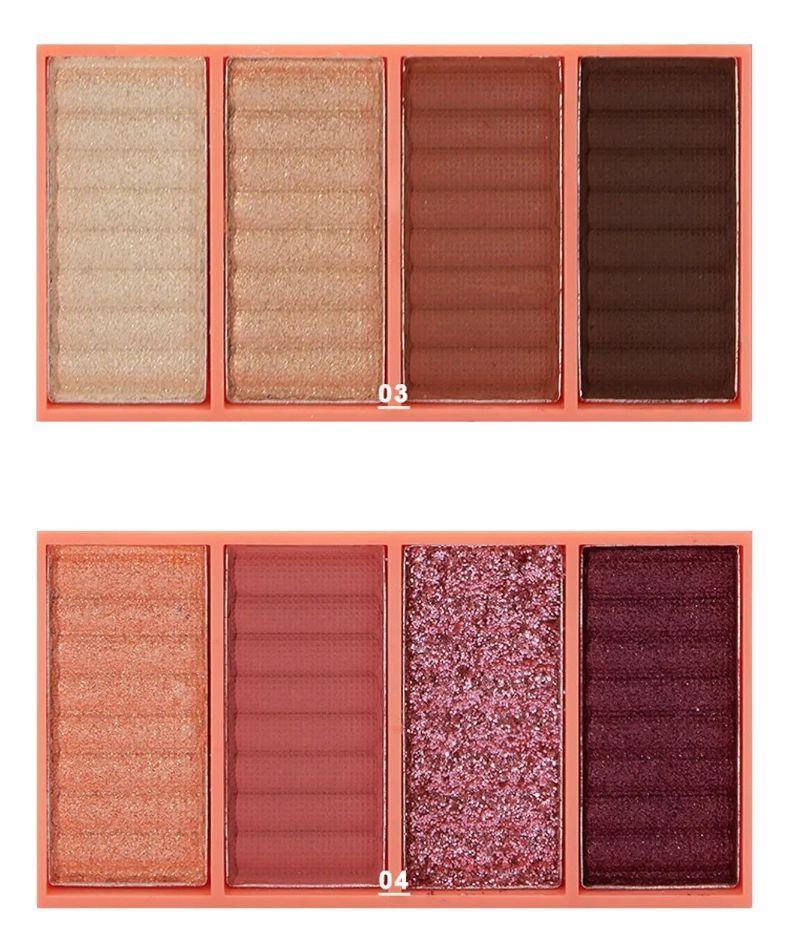 Set 4 Sombra Ojos Paleta 4 Tonos Vibrante Suave Duradera Jhn-3