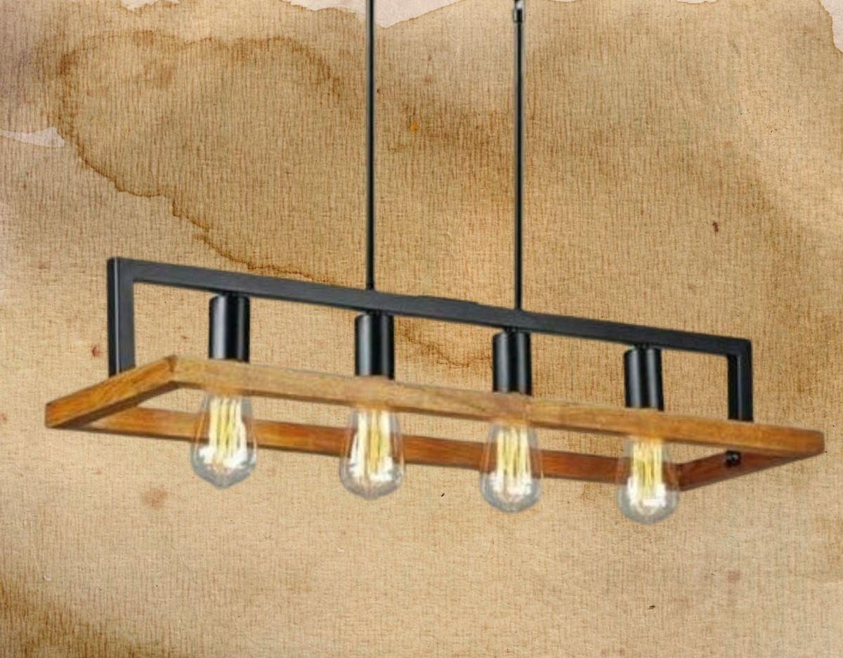 Lampara Colgante Lineal Madera 3 Luces Vintage Bar Hogar Lau-2