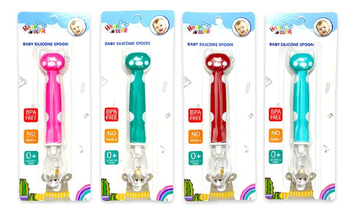 Set 9 Cucharas Silicona Diseño Osito Entrena Bebes Lau-0