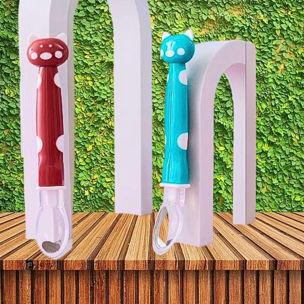 Set 9 Cucharas Silicona Diseño Osito Entrena Bebes Lau-9