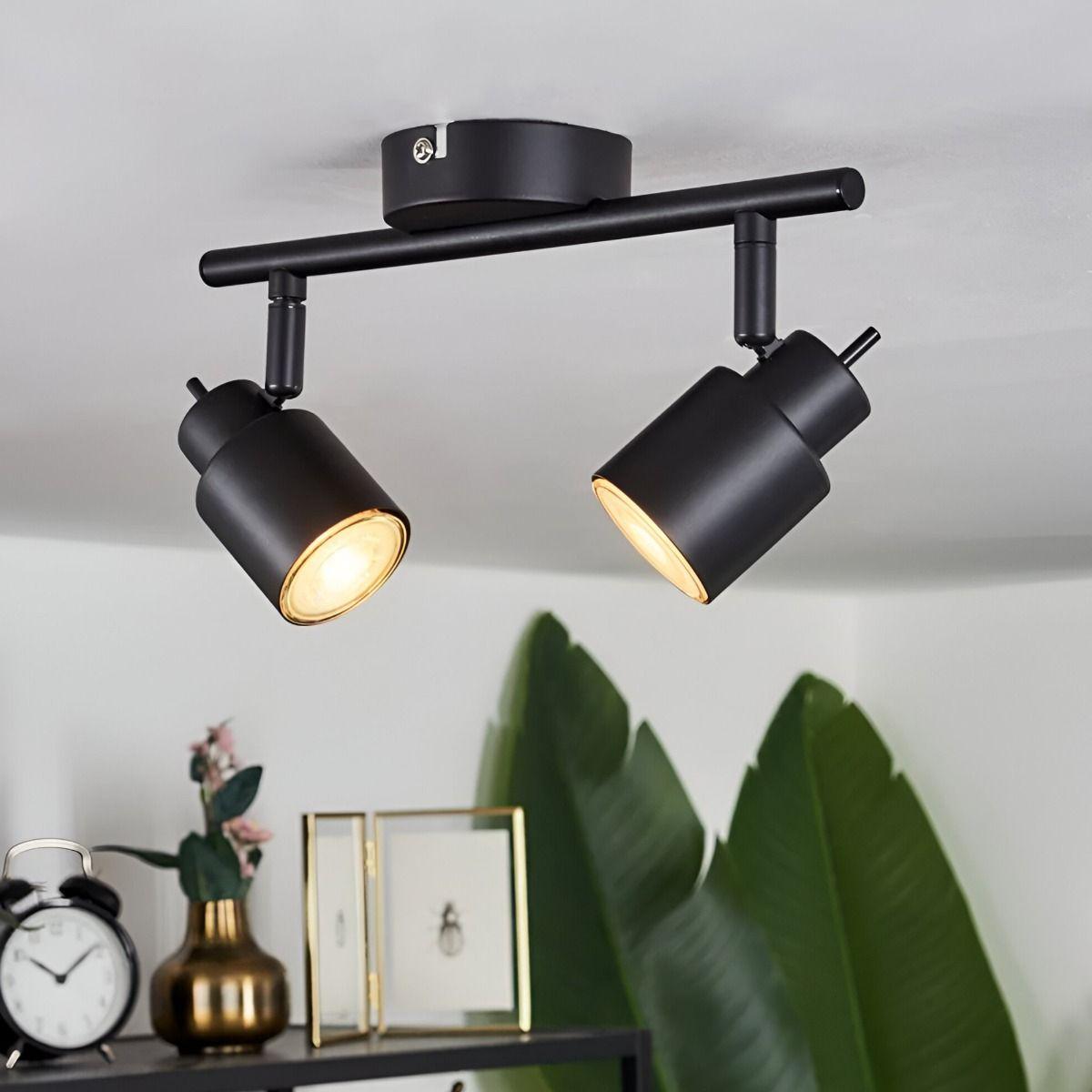 Lámpara Pared Techo LED Negro 2 Luces Ajustable Jhn-5