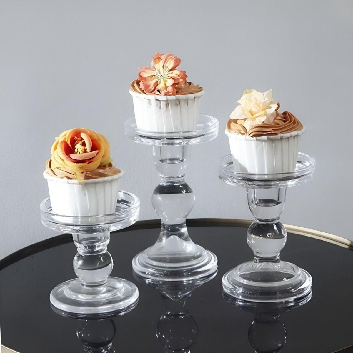 Set de 2 Candelabro Portavela Cristal Centro Mesa 11,5cm Jhn-4