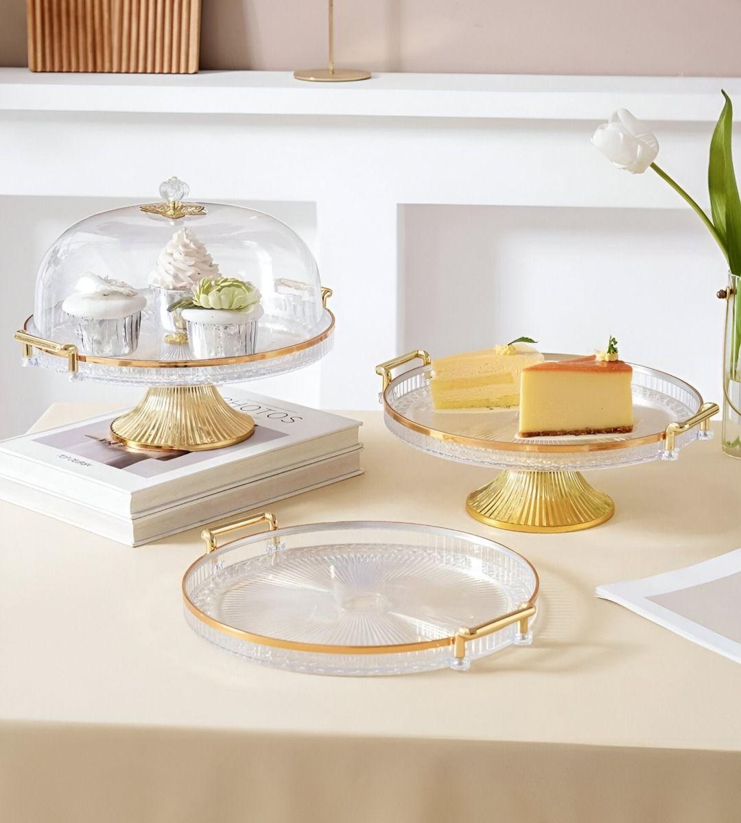 Soporte Pasteles Tapa Bandeja Servir Transparente Jhn-3