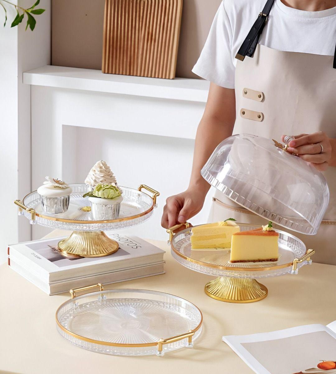 Soporte Pasteles Tapa Bandeja Servir Transparente Jhn-4