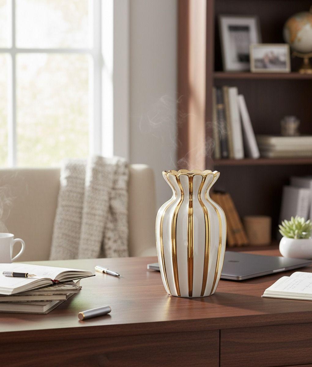 Florero Decorativo Elegancia Rayada Lujo Jarrón Adorno Jhn-7