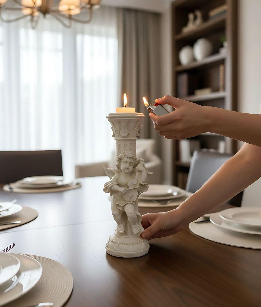 Portavelas Decorativo Querubín Estilo Romántico Vintage Jhn-3