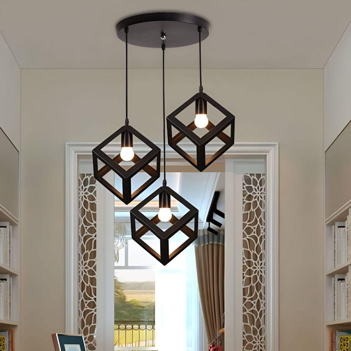 Lampara Colgante Geometrico Cubo Moderna Hogar Lau-8