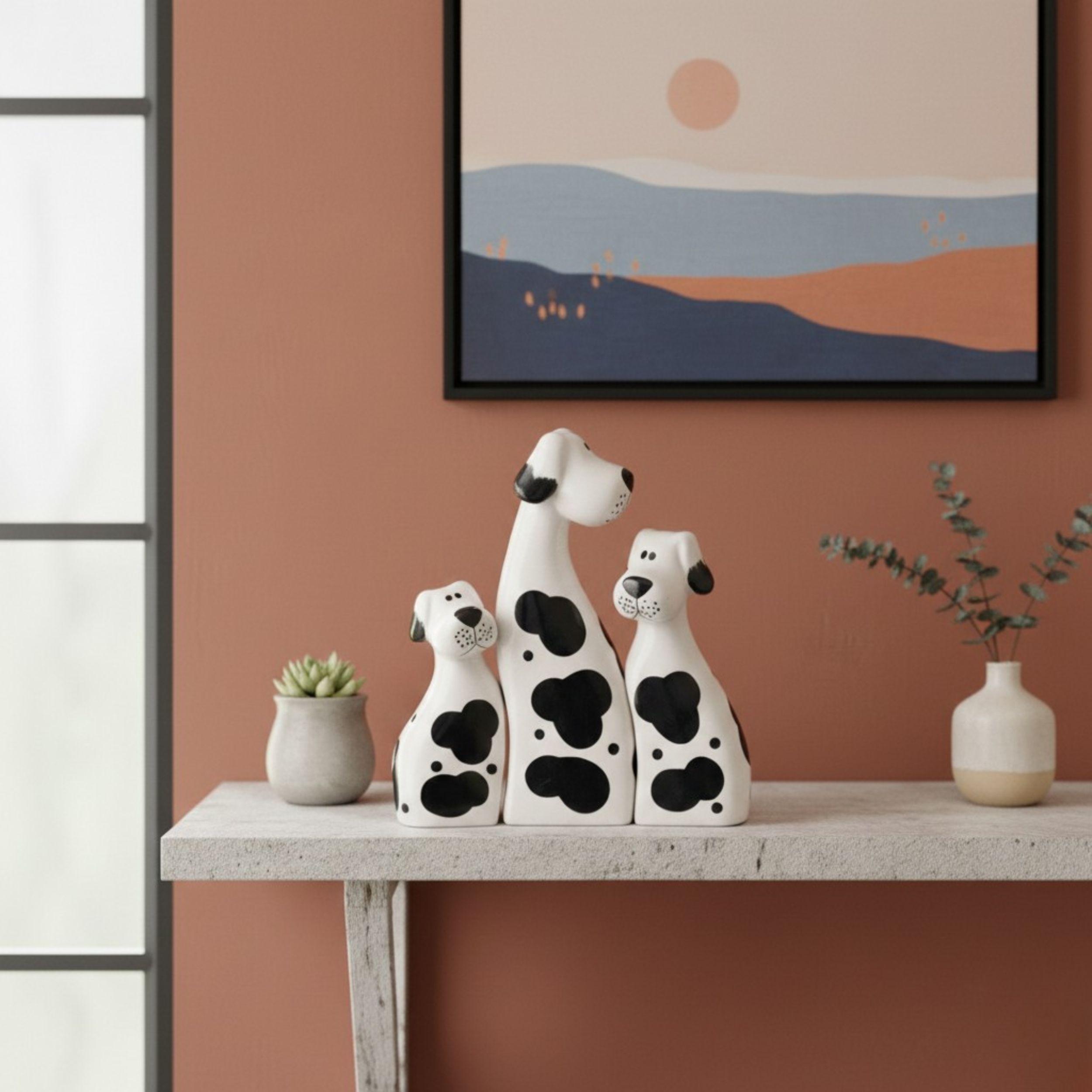 Set 3 Figuras Perritos Decorativos Adorno Centro Mesa ALJ-4