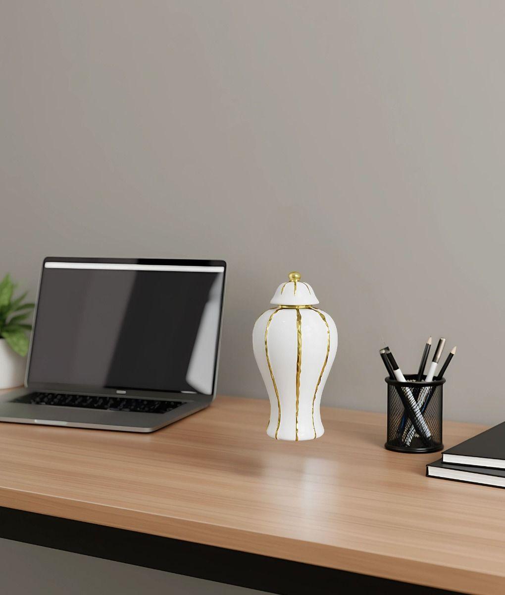 Potiche Jarrón Decorativo Elegante Recipiente Tapa Jhn-8