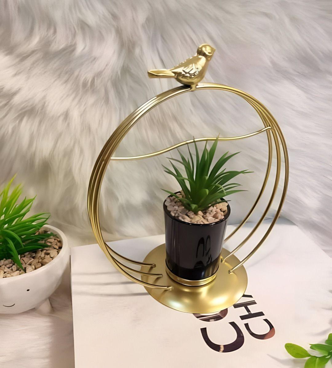 Maceta Flores Diseño Pájaro Redondo Moderno Decoración Jhn-1