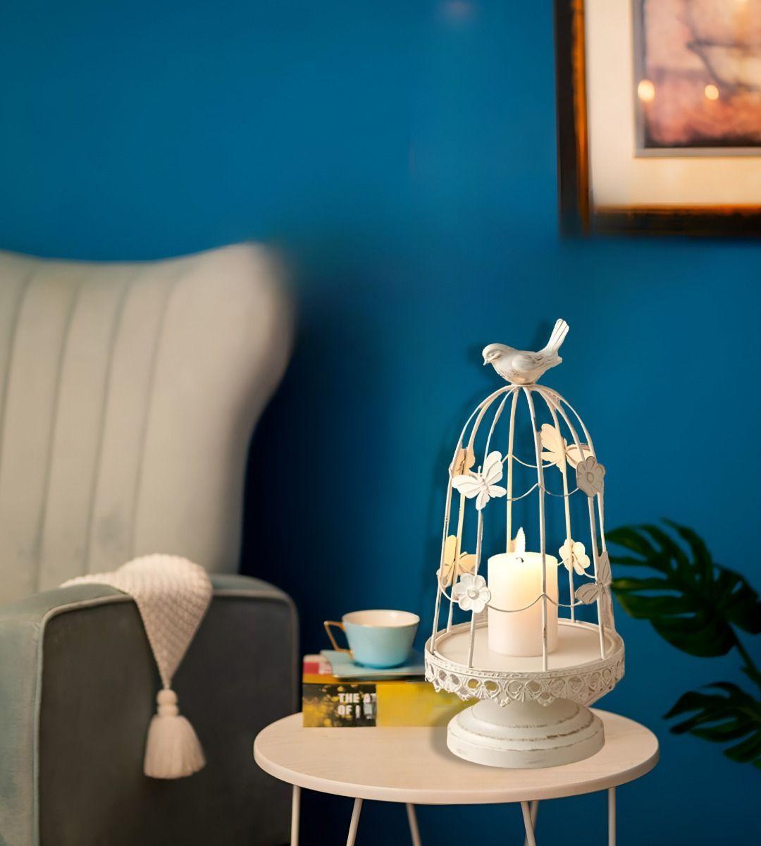 Portavelas Jaula Pájaros Decorativo Multifunción 36cm Jhn-8