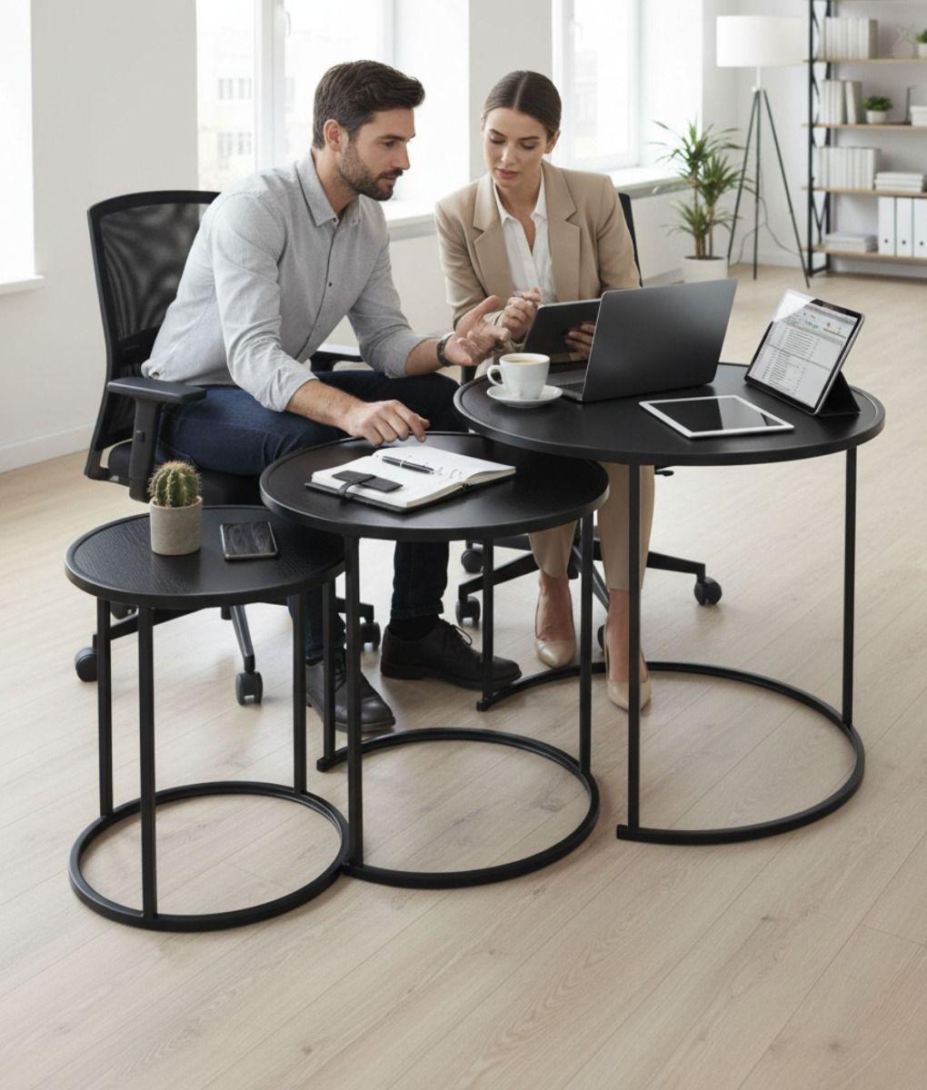 Set 3 Mesa Centro Decorativa Auxiliar Diseño Moderno Jhn-3