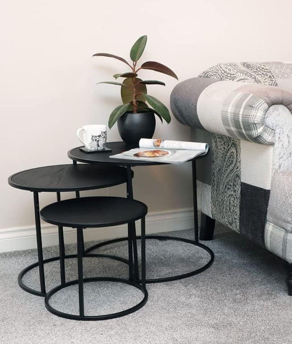 Set 3 Mesa Centro Decorativa Auxiliar Diseño Moderno Jhn-7