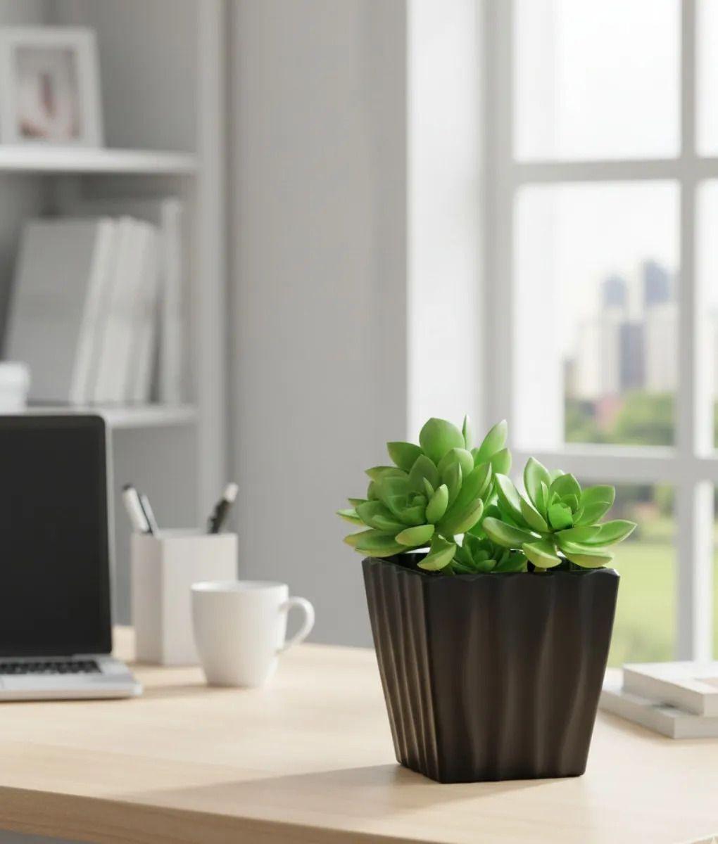 Set 4 Macetero Decorativo Cubo Texturizado Compacto Jhn-5