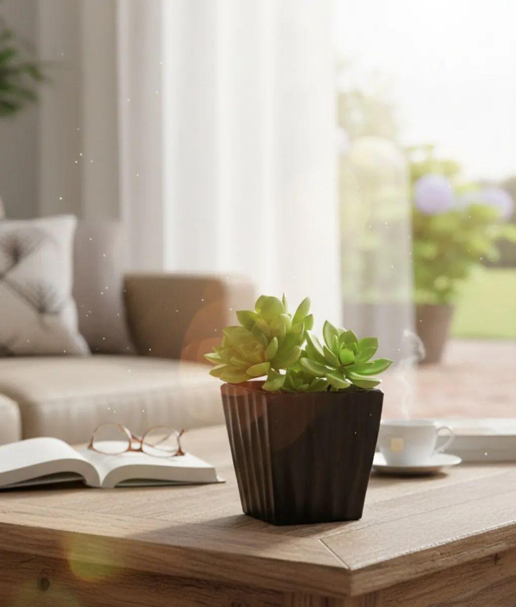 Set 4 Macetero Decorativo Cubo Texturizado Compacto Jhn-6