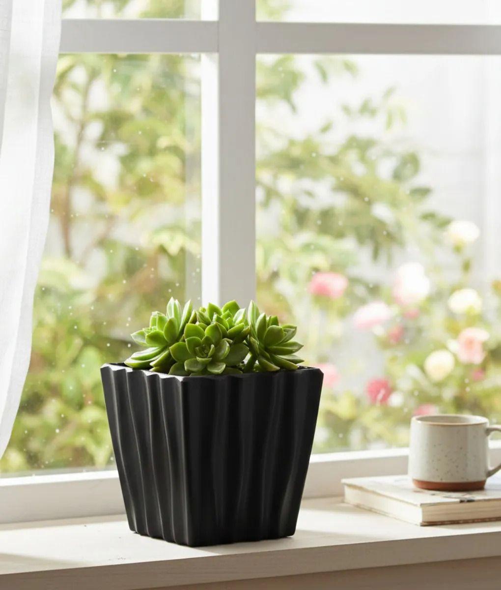 Set 4 Macetero Decorativo Cubo Texturizado Compacto Jhn-8