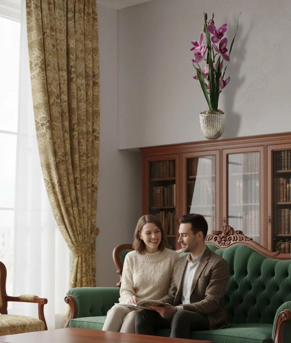 Planta Decorativa Artificial Diseño Orquídea Elegante Jhn-4