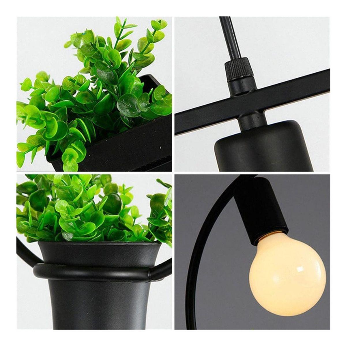 Lámpara Colgante Hierro Verde Campestre Sala Bar Lau-1