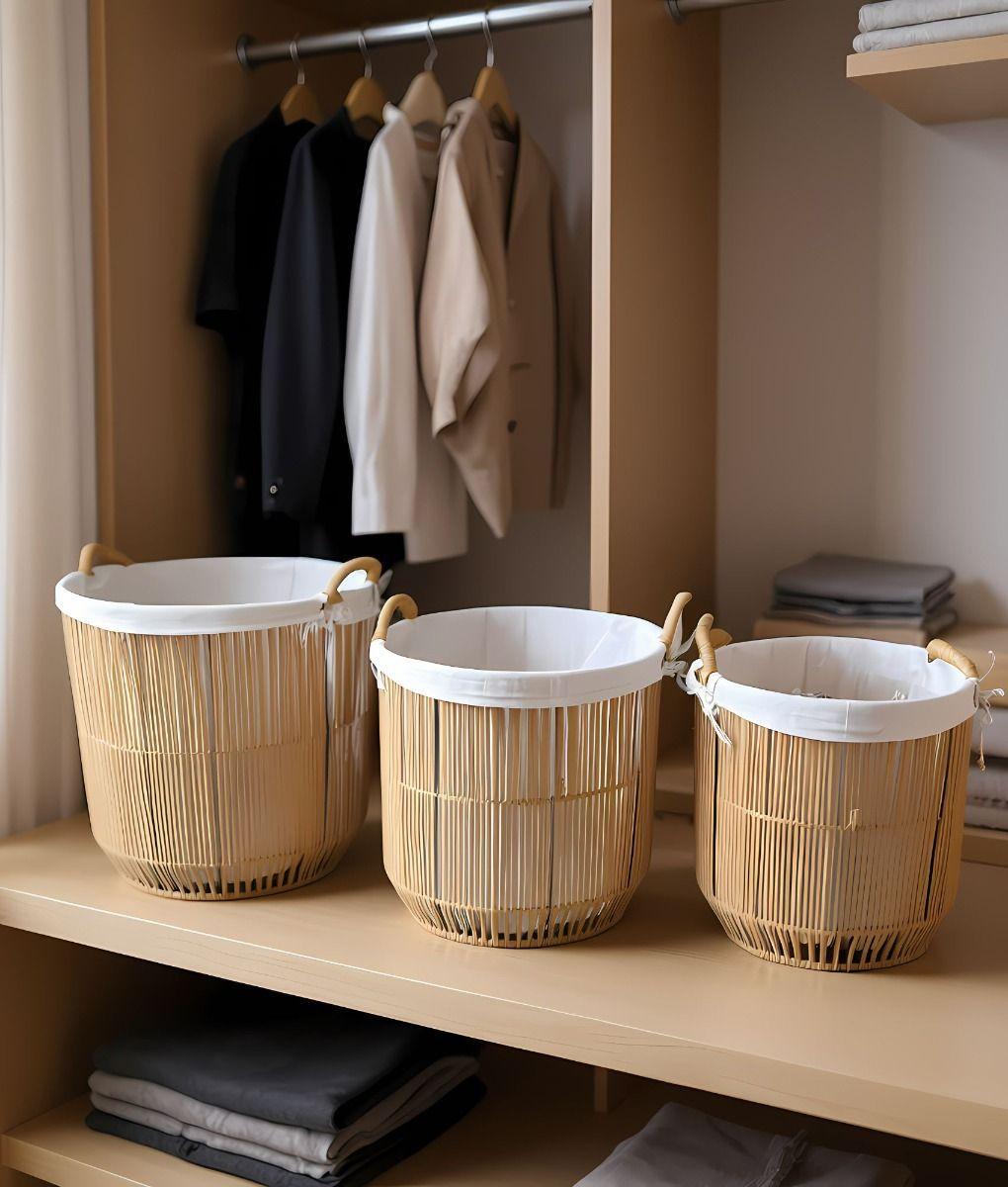 Set 3 Cestos Almacenamiento Decorativos Natural Hogar Jhn-6