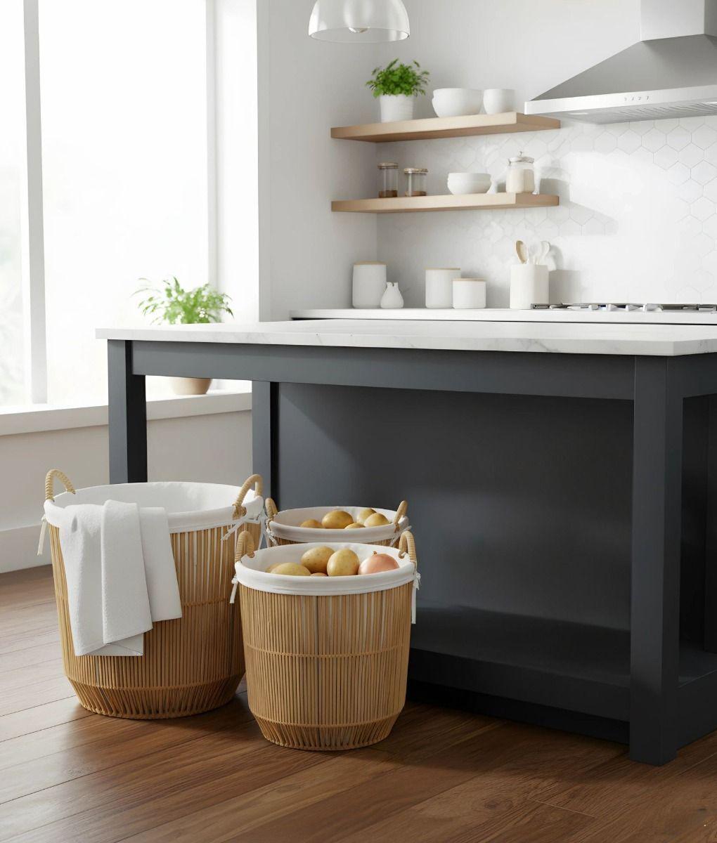 Set 3 Cestos Almacenamiento Decorativos Natural Hogar Jhn-8