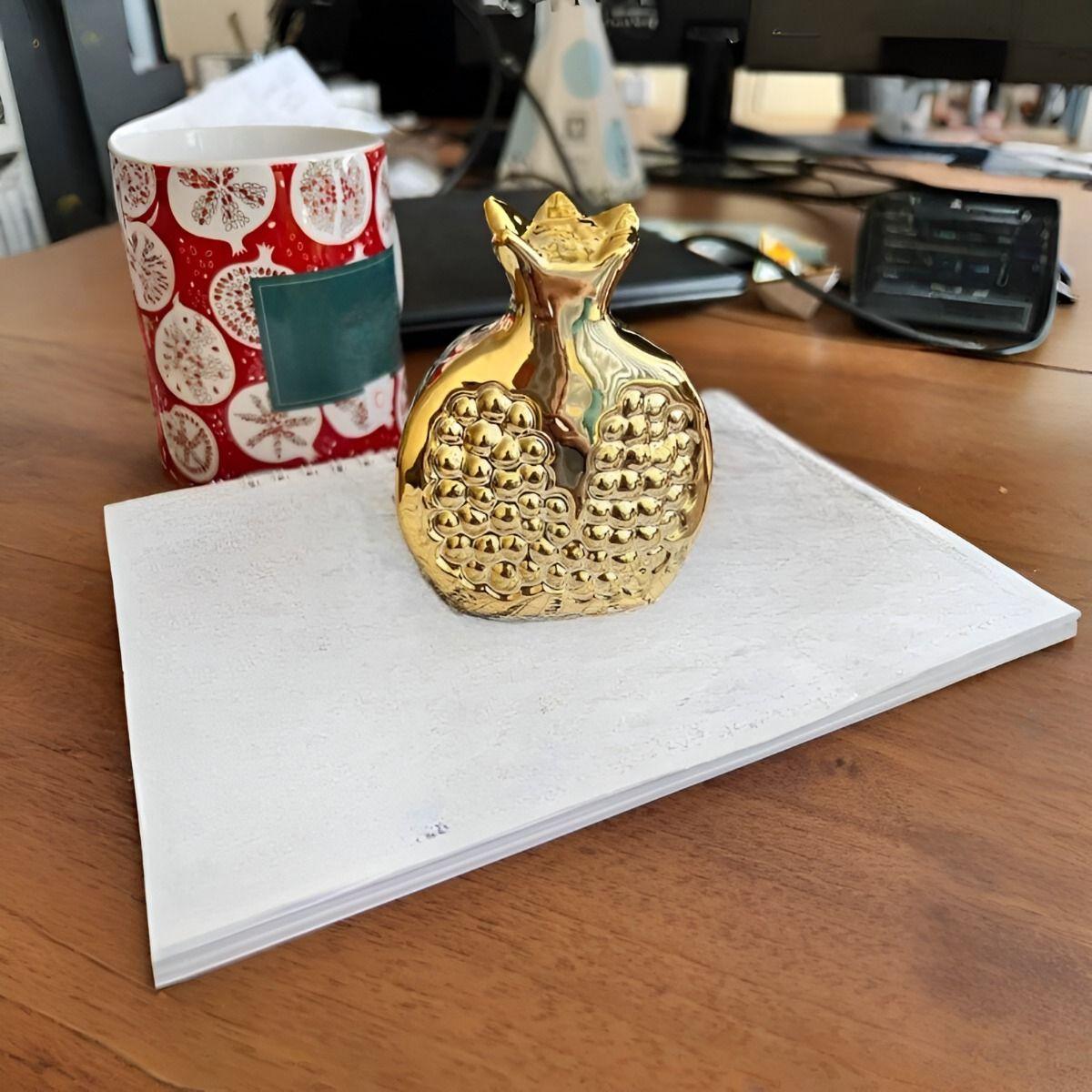 Set 3 Escultura Figura Fruta Decoración Mesa Dorado Jhn-4