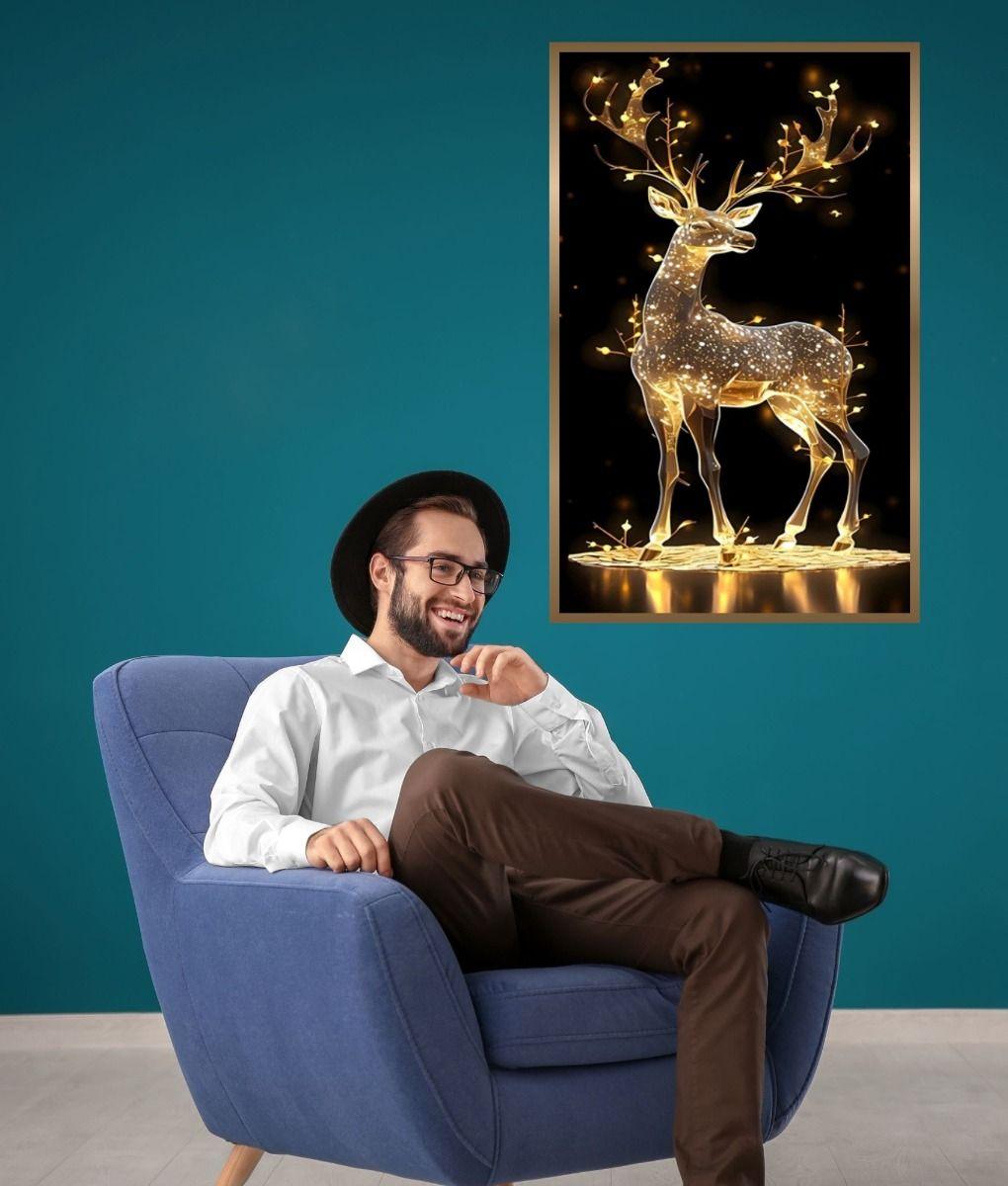 Cuadro Decorativo Arte Ciervo Iluminado Elegancia Pared Jhn-2