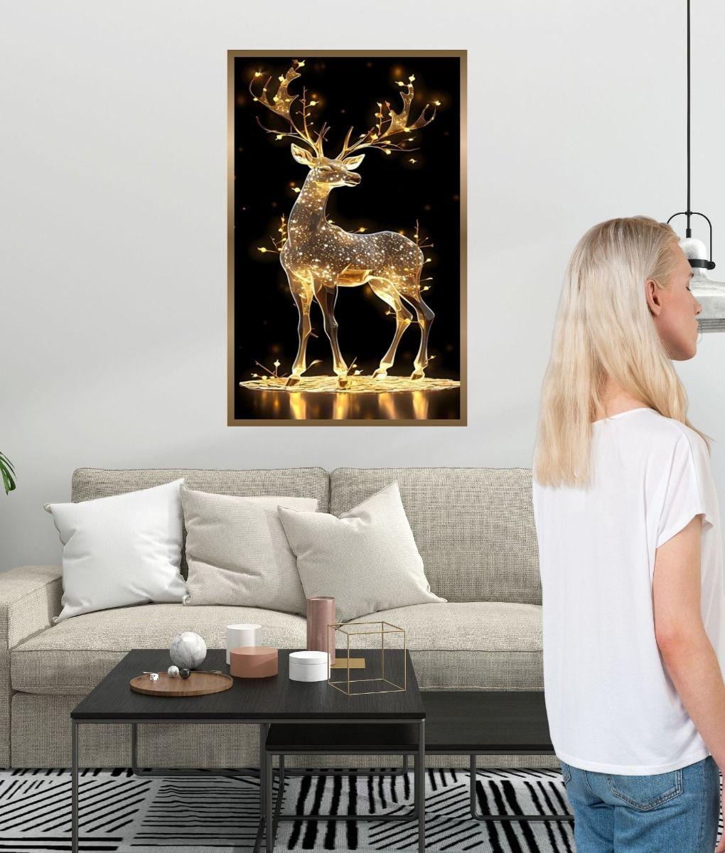 Cuadro Decorativo Arte Ciervo Iluminado Elegancia Pared Jhn-3