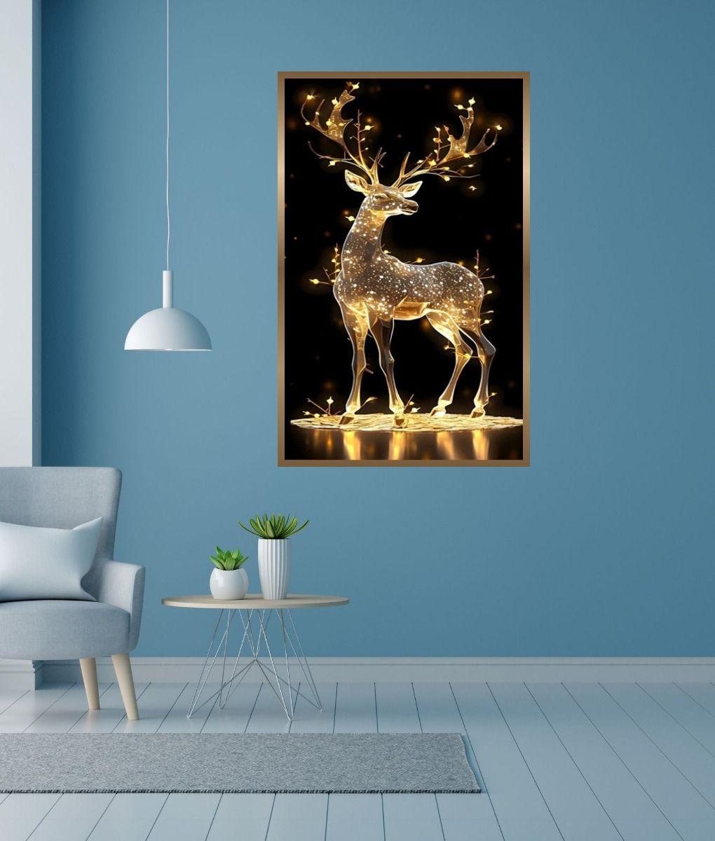 Cuadro Decorativo Arte Ciervo Iluminado Elegancia Pared Jhn-5