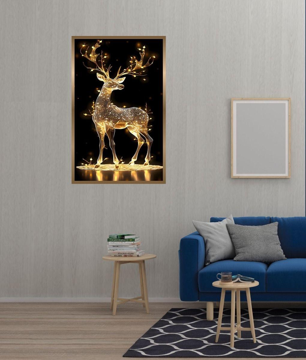 Cuadro Decorativo Arte Ciervo Iluminado Elegancia Pared Jhn-6