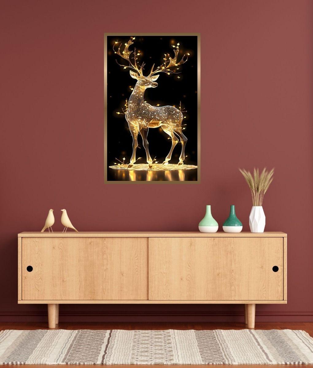 Cuadro Decorativo Arte Ciervo Iluminado Elegancia Pared Jhn-7