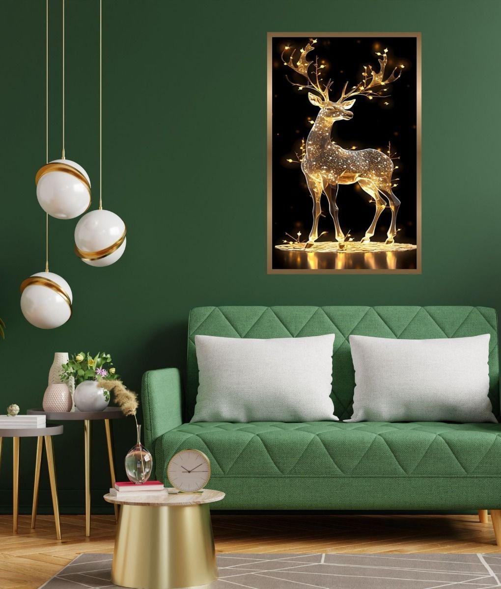 Cuadro Decorativo Arte Ciervo Iluminado Elegancia Pared Jhn-8