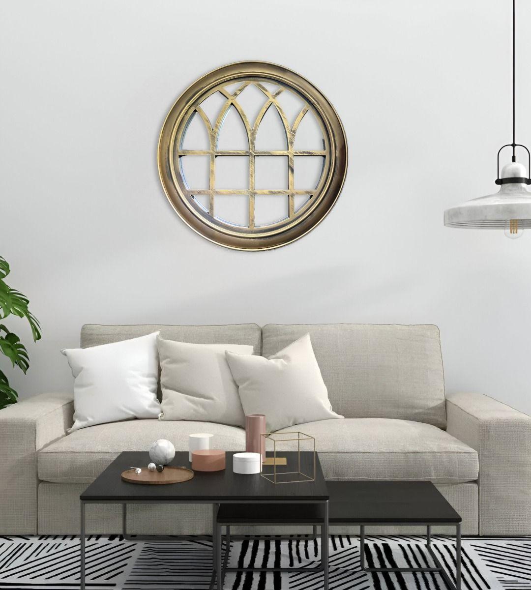Espejo Decorativo Dorado Circular Ventana Elegante Jhn-5
