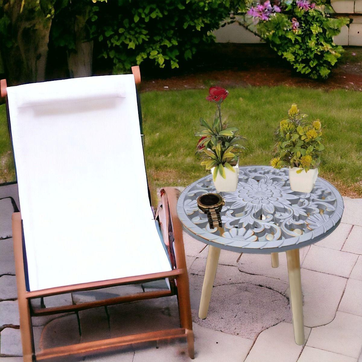 Mesa Auxiliar Redonda Decorativa Mesa Centro Mosaico Jhn-6