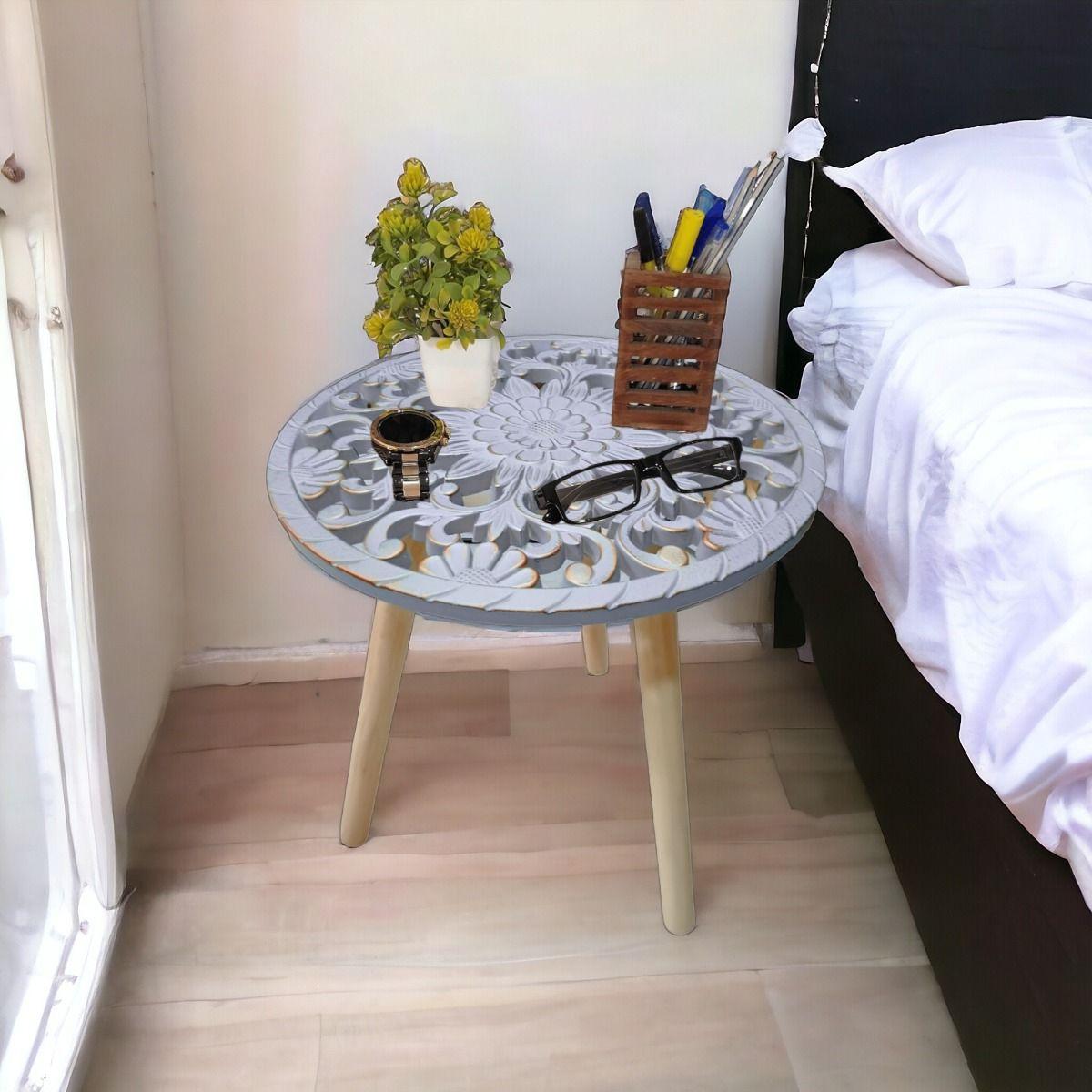 Mesa Auxiliar Redonda Decorativa Mesa Centro Mosaico Jhn-8