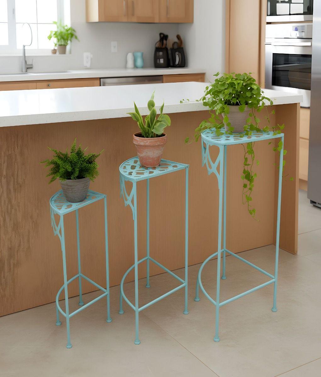 Set 3 Mesa Auxiliar Decorativa Esquina Multifuncional Jhn-8