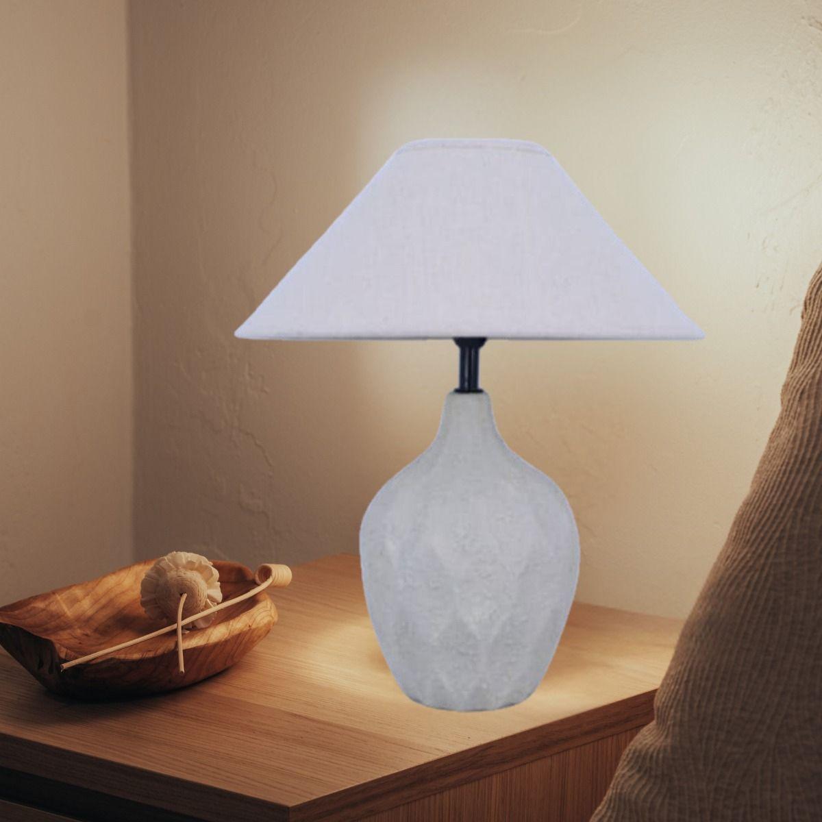 Lámpara Mesa Base Texturizada Pantalla Beige Decorativa Jhn-2