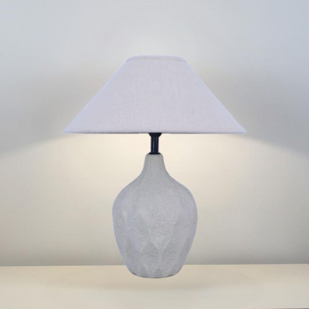 Lámpara Mesa Base Texturizada Pantalla Beige Decorativa Jhn-7