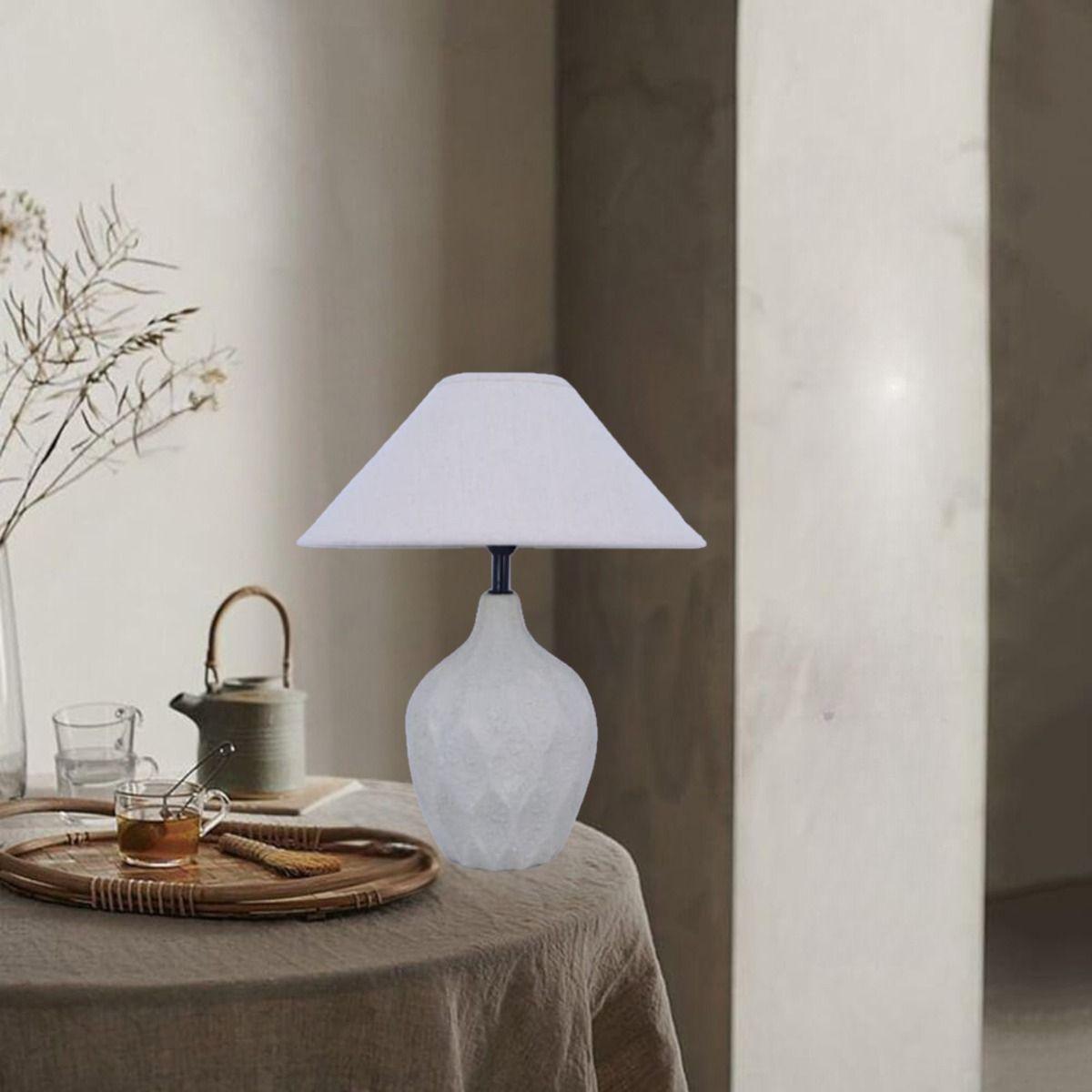 Lámpara Mesa Base Texturizada Pantalla Beige Decorativa Jhn-8