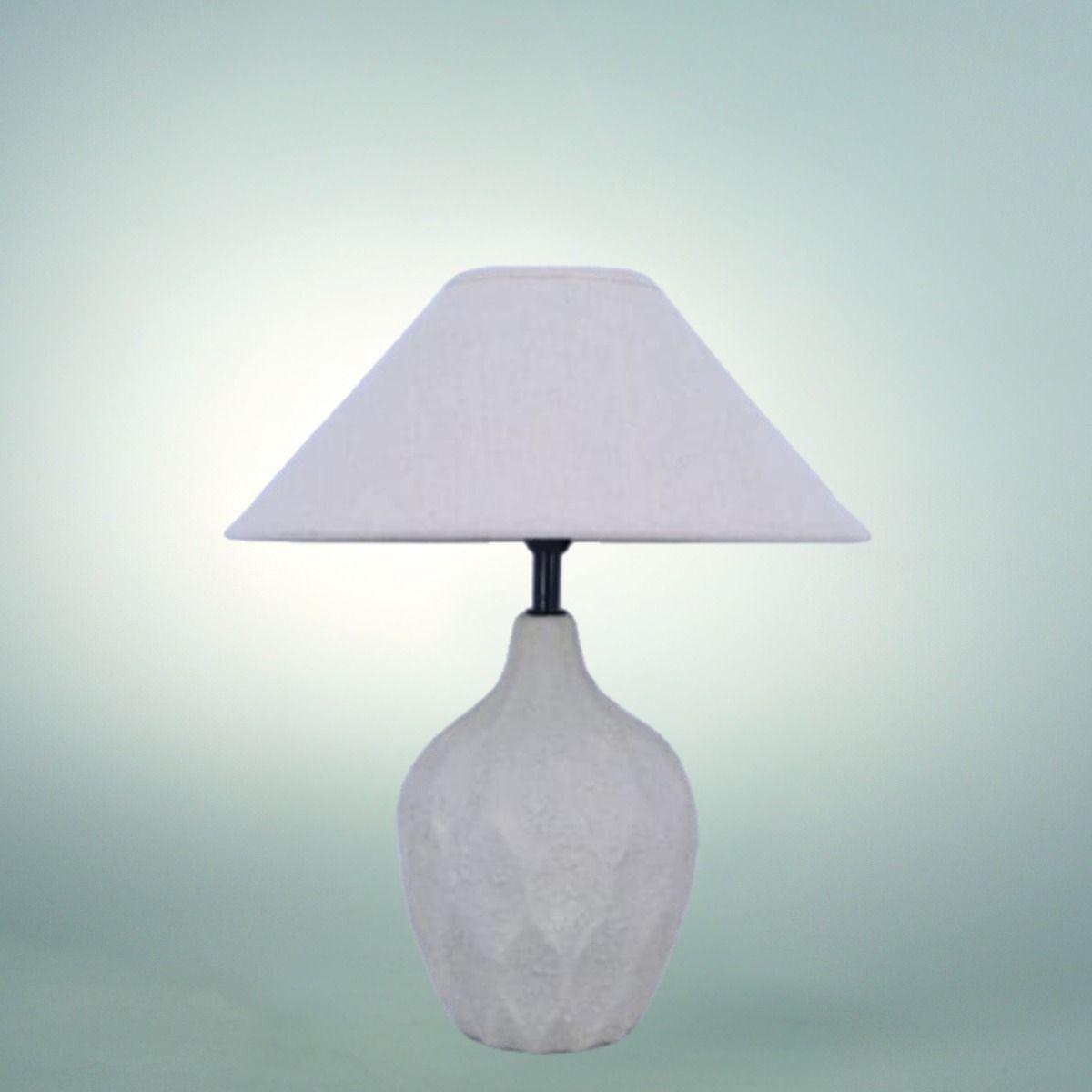 Lámpara Mesa Base Texturizada Pantalla Beige Decorativa Jhn-9