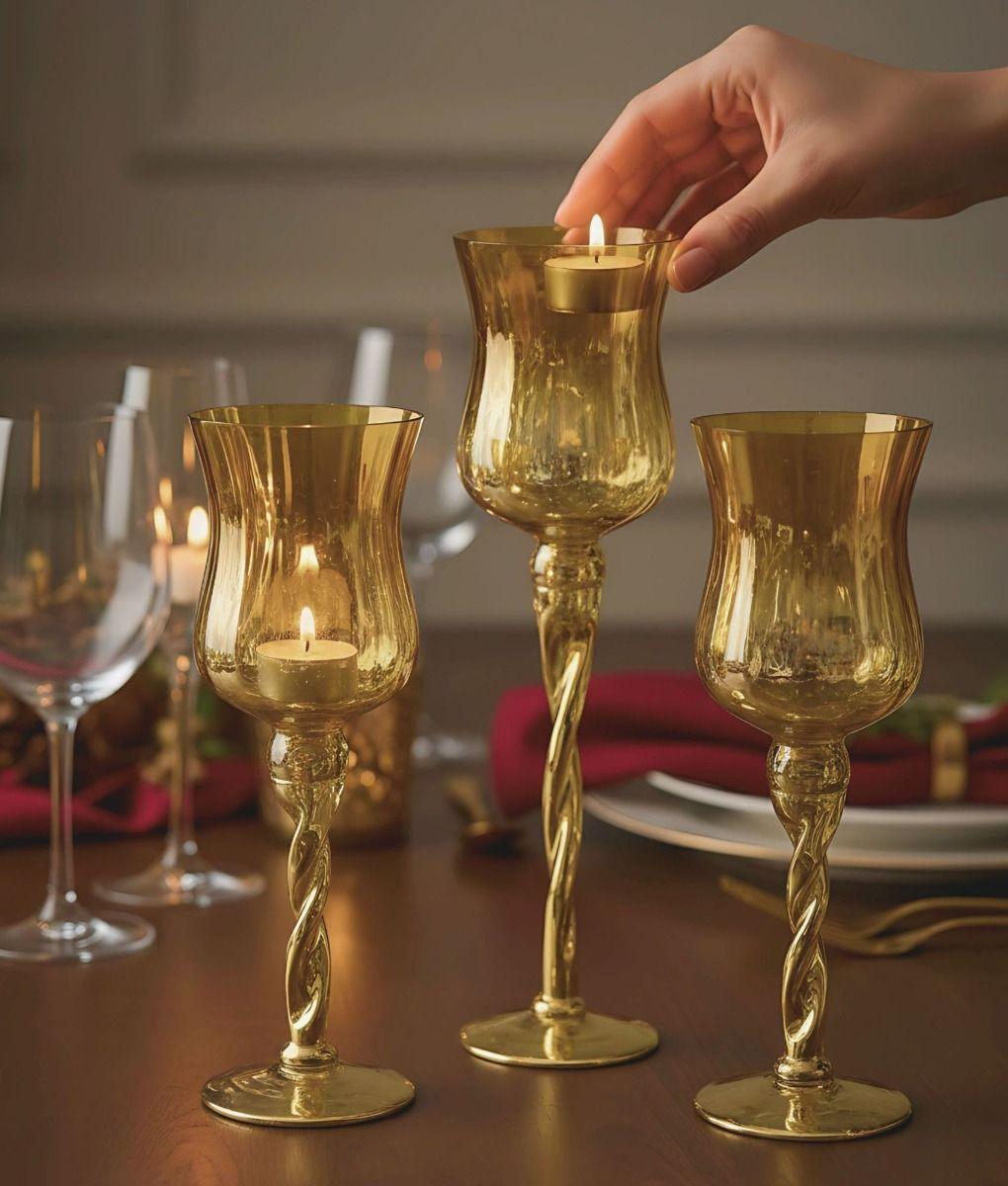 Set 3 Portavelas Decorativo Copas Multifuncional Moderno Jhn-2