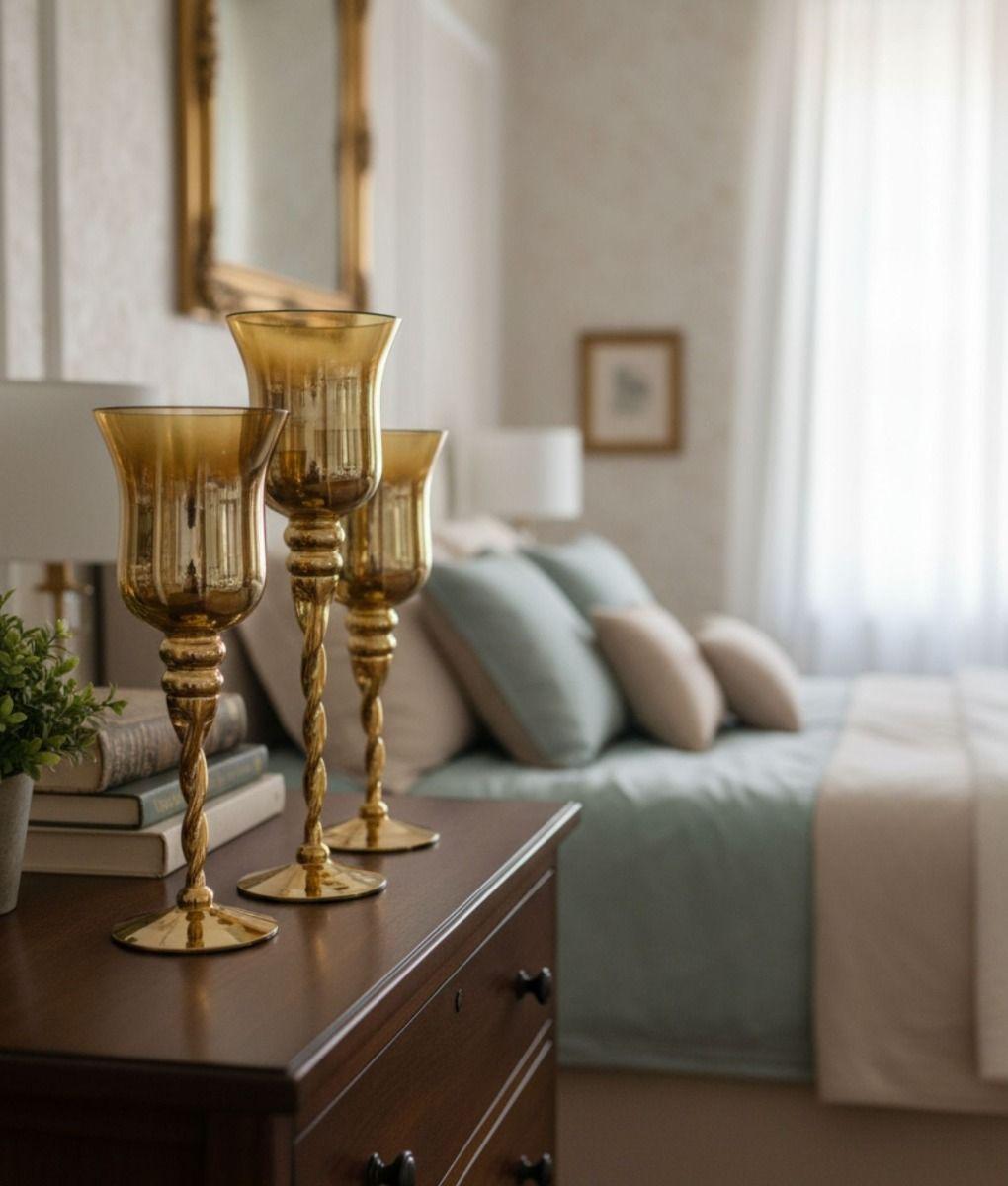 Set 3 Portavelas Decorativo Copas Multifuncional Moderno Jhn-8