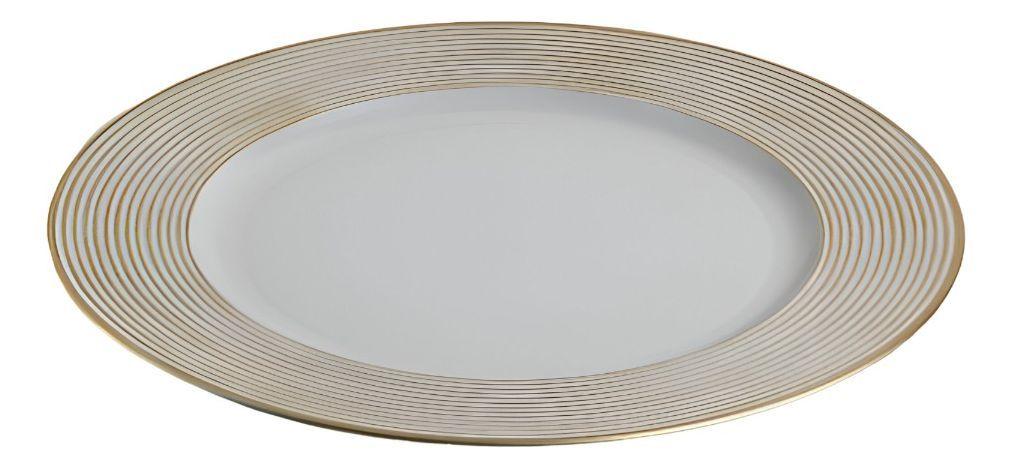 Set 3 Plato Base Blanco Borde Dorado Decorativo Redondo Jhn-1