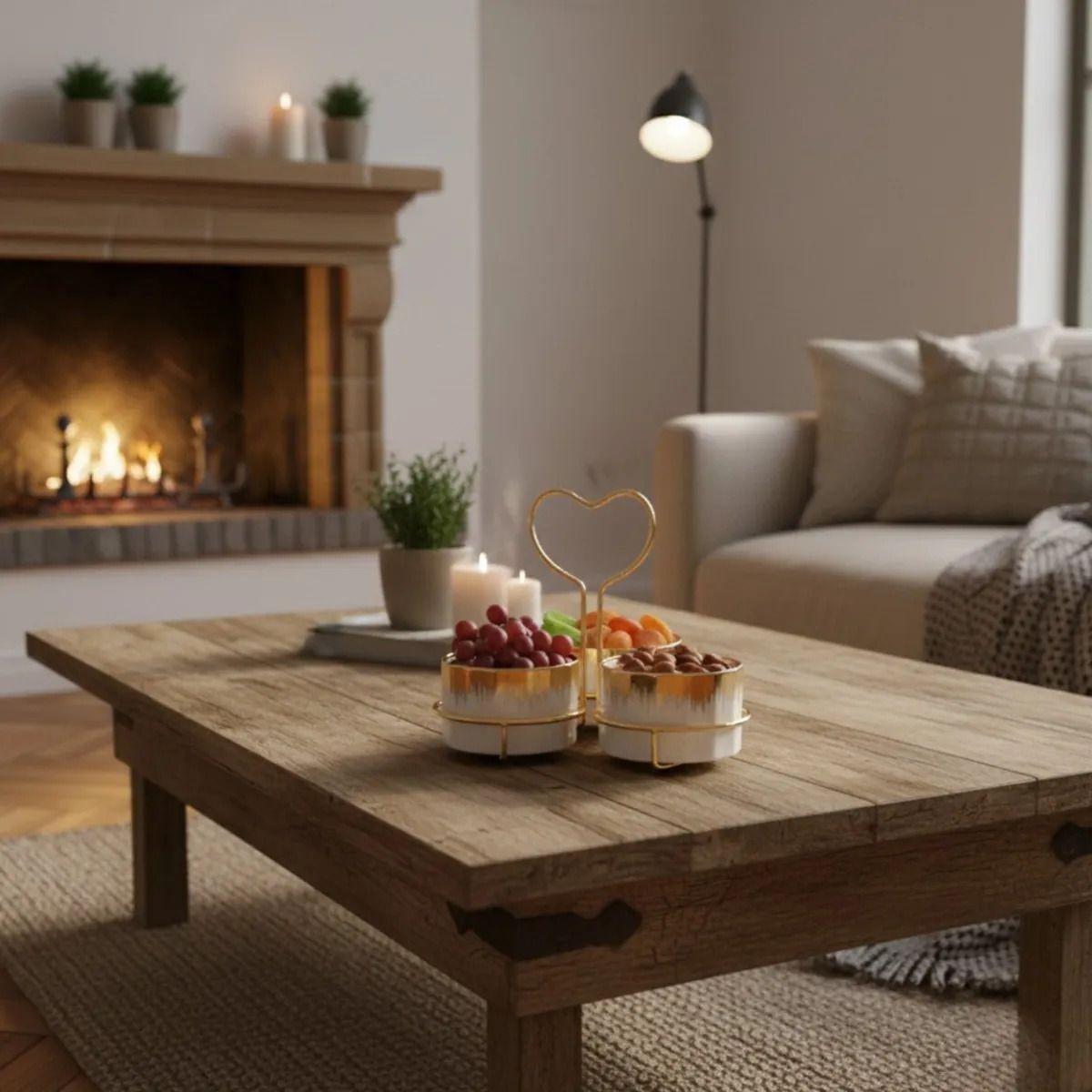 Juego 3 Soporte Snacks Diseño Corazón Elegante Aperitivo Jhn-8