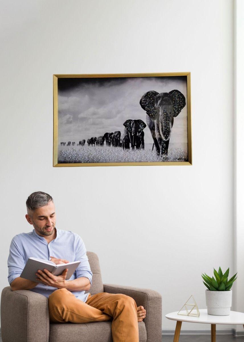 Cuadro Decorativo Mural Manada Elefantes Arte Pared Jhn-2